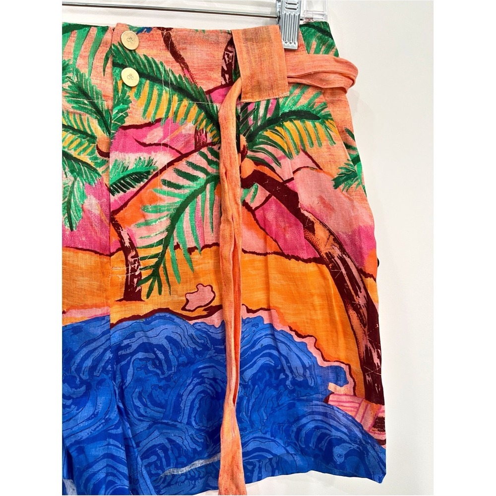 Scotch & Soda Summer Edition Linen Beach Print Belt Shorts Small Tropical Resort - Picture 6 of 13